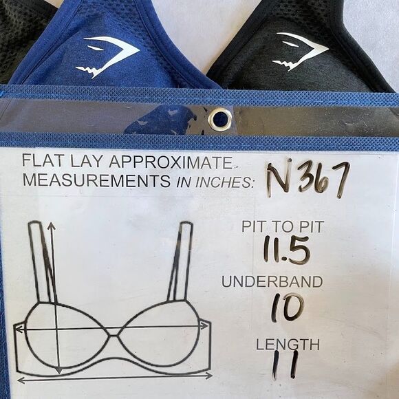 Gymshark Sports Bras Womens Size S 2 CT Black + Blue Adjustable Athletic Bras - Picture 9 of 12